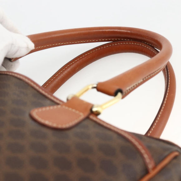 CELINE Macadam Canvas Hand Bag PVC Leather Brown Gold Auth SW2247A