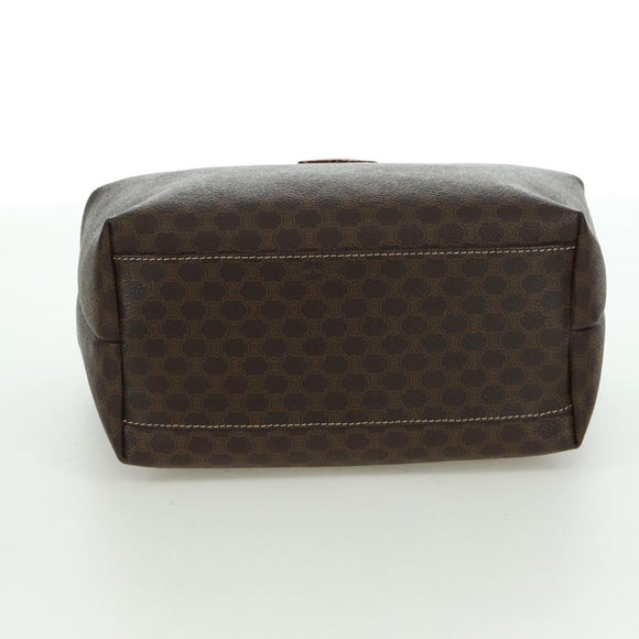 CELINE Macadam Canvas Hand Bag PVC Leather Brown Gold Auth SW2249V