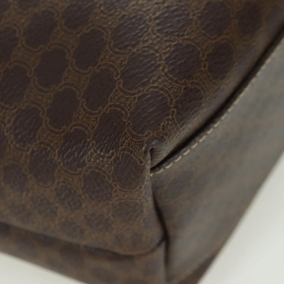 CELINE Macadam Canvas Hand Bag PVC Leather Brown Gold Auth SW2249V