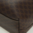 CELINE Macadam Canvas Hand Bag PVC Leather Brown Gold Auth SW2249V-15