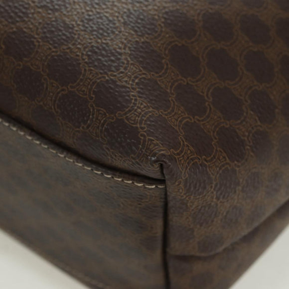 CELINE Macadam Canvas Hand Bag PVC Leather Brown Gold Auth SW2249V