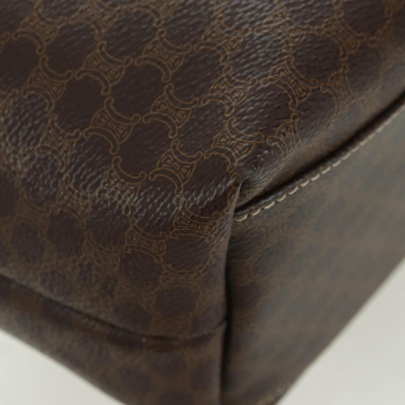 CELINE Macadam Canvas Hand Bag PVC Leather Brown Gold Auth SW2249V