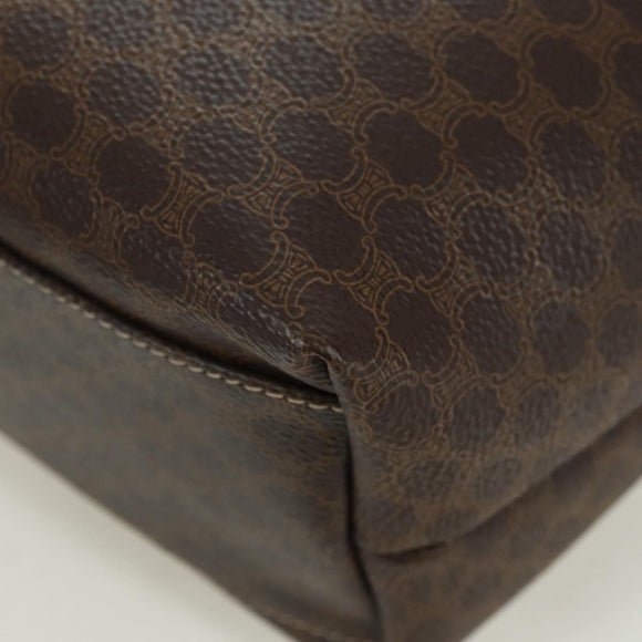 CELINE Macadam Canvas Hand Bag PVC Leather Brown Gold Auth SW2249V