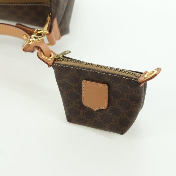 CELINE Macadam Canvas Hand Bag PVC Leather Brown Gold Auth SW2249V