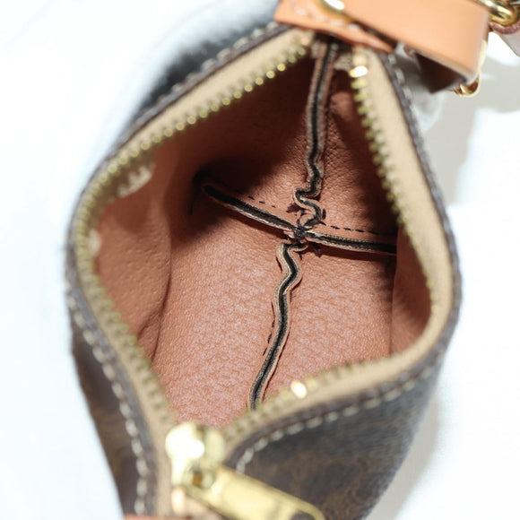 CELINE Macadam Canvas Hand Bag PVC Leather Brown Gold Auth SW2249V
