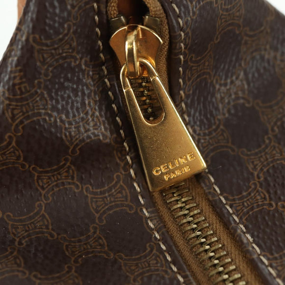 CELINE Macadam Canvas Hand Bag PVC Leather Brown Gold Auth SW2249V