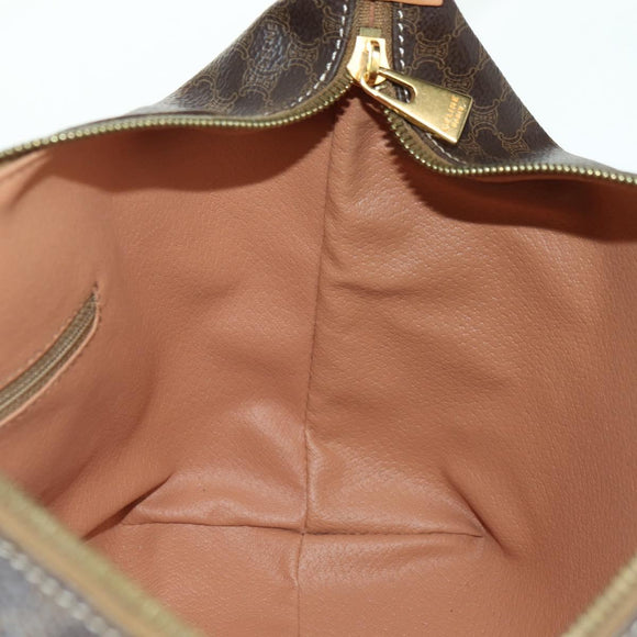 CELINE Macadam Canvas Hand Bag PVC Leather Brown Gold Auth SW2249V