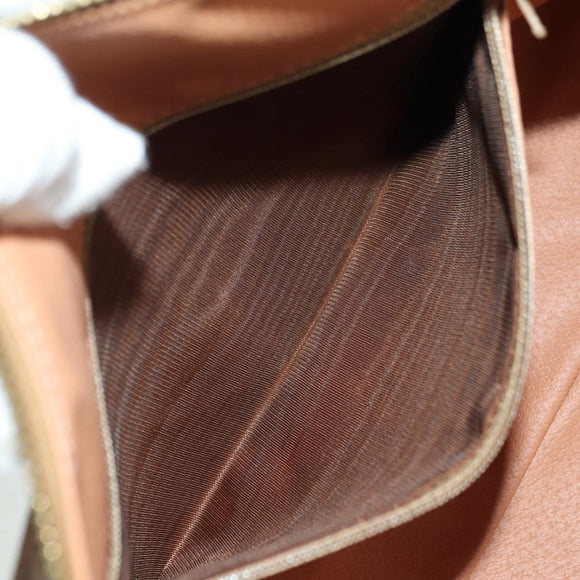 CELINE Macadam Canvas Hand Bag PVC Leather Brown Gold Auth SW2249V