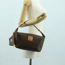 CELINE Macadam Canvas Hand Bag PVC Leather Brown Gold Auth SW2249V-27