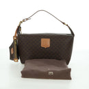 CELINE Macadam Canvas Hand Bag PVC Leather Brown Gold Auth SW2249V-12