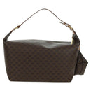 CELINE Macadam Canvas Hand Bag PVC Leather Brown Gold Auth SW2249V-2