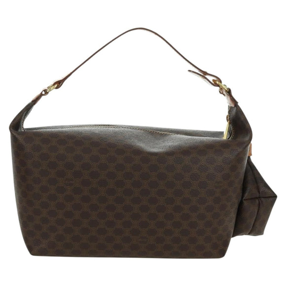 CELINE Macadam Canvas Hand Bag PVC Leather Brown Gold Auth SW2249V