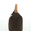 CELINE Macadam Canvas Hand Bag PVC Leather Brown Gold Auth SW2249V-3