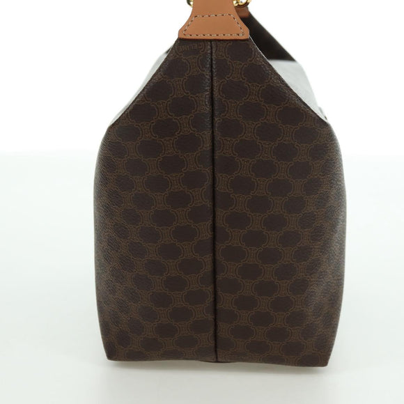 CELINE Macadam Canvas Hand Bag PVC Leather Brown Gold Auth SW2249V