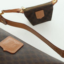 CELINE Macadam Canvas Hand Bag PVC Leather Brown Gold Auth SW2249V-14