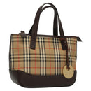 BURBERRY Nova Check Hand Bag Canvas Beige Auth sw226-1