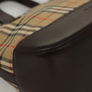 BURBERRY Nova Check Hand Bag Canvas Beige Auth sw226-9