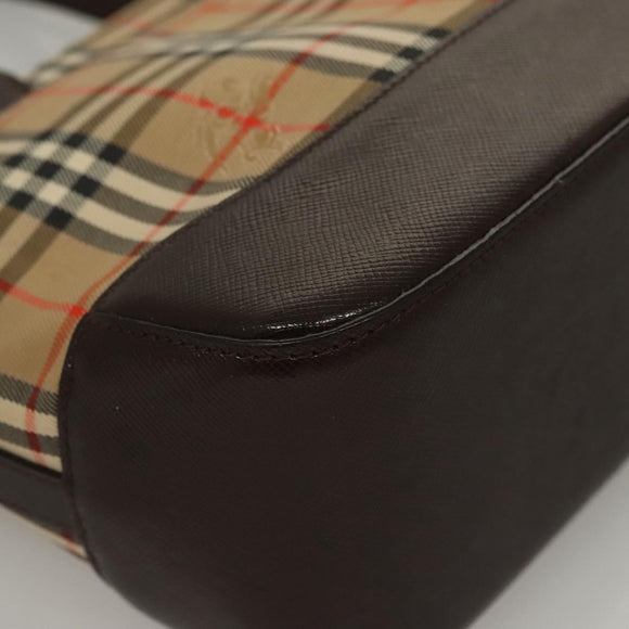 BURBERRY Nova Check Hand Bag Canvas Beige Auth sw226