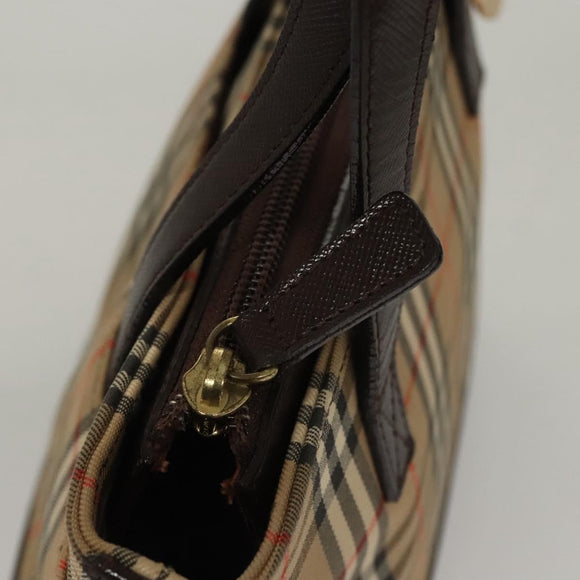 BURBERRY Nova Check Hand Bag Canvas Beige Auth sw226