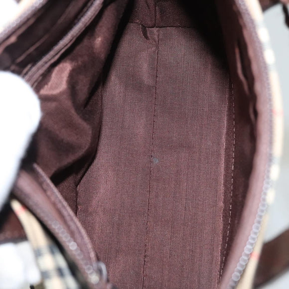 BURBERRY Nova Check Hand Bag Canvas Beige Auth sw226