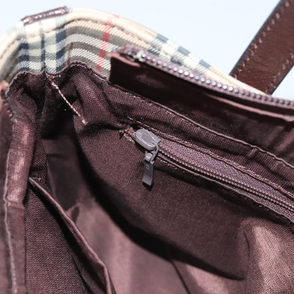 BURBERRY Nova Check Hand Bag Canvas Beige Auth sw226