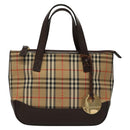 BURBERRY Nova Check Hand Bag Canvas Beige Auth sw226-13