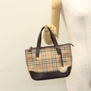 BURBERRY Nova Check Hand Bag Canvas Beige Auth sw226-21