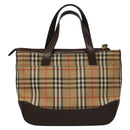BURBERRY Nova Check Hand Bag Canvas Beige Auth sw226-2