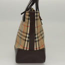 BURBERRY Nova Check Hand Bag Canvas Beige Auth sw226-4
