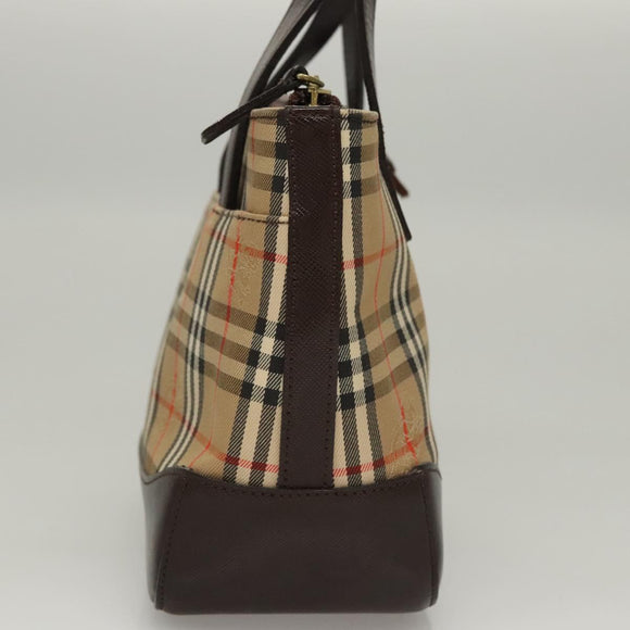 BURBERRY Nova Check Hand Bag Canvas Beige Auth sw226