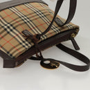 BURBERRY Nova Check Hand Bag Canvas Beige Auth sw226-6