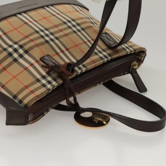 BURBERRY Nova Check Hand Bag Canvas Beige Auth sw226