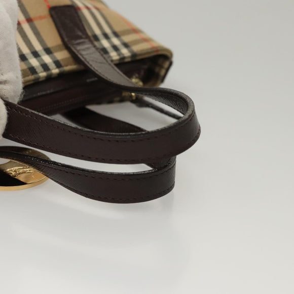 BURBERRY Nova Check Hand Bag Canvas Beige Auth sw226