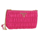 PRADA Chain Shoulder Bag Nylon Pink Gold 1BH152 Auth SW2261SAM-1