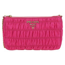 PRADA Chain Shoulder Bag Nylon Pink Gold 1BH152 Auth SW2261SAM-13
