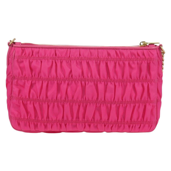 PRADA Chain Shoulder Bag Nylon Pink Gold 1BH152 Auth SW2261SAM