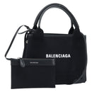 BALENCIAGA Cabas XS Tote Bag Canvas 2way Black Silver 390346 Auth SW2262SAM-1