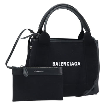 BALENCIAGA Cabas XS Tote Bag Canvas 2way Black Silver 390346 Auth SW2262SAM