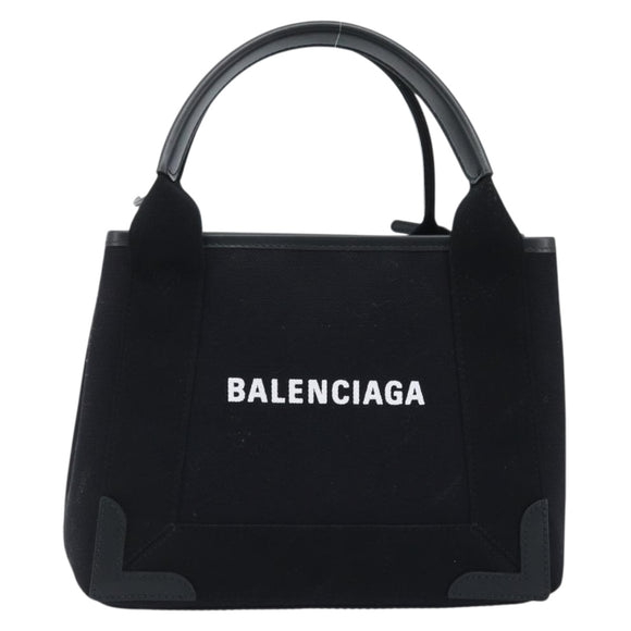 BALENCIAGA Cabas XS Tote Bag Canvas 2way Black Silver 390346 Auth SW2262SAM