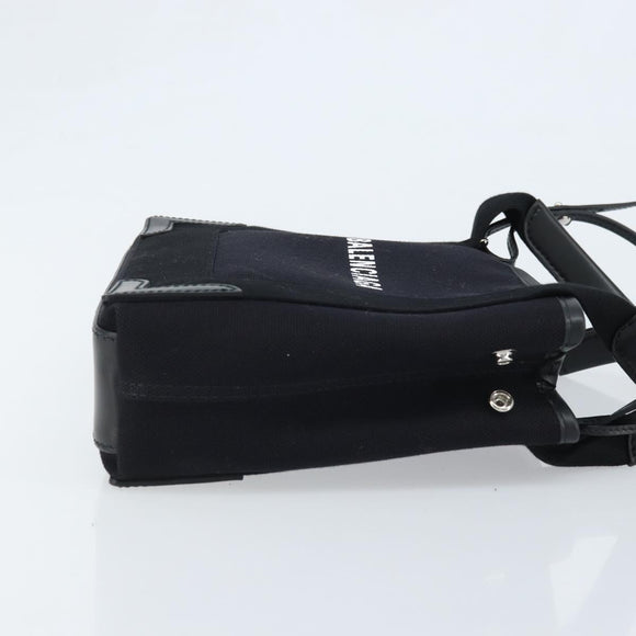 BALENCIAGA Cabas XS Tote Bag Canvas 2way Black Silver 390346 Auth SW2262SAM