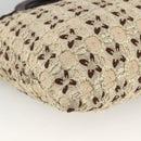 PRADA Hand Bag Cotton Beige Silver BN0701 Auth SW2266A-13