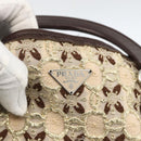 PRADA Hand Bag Cotton Beige Silver BN0701 Auth SW2266A-14