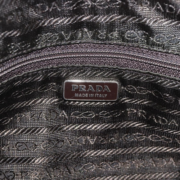 PRADA Hand Bag Cotton Beige Silver BN0701 Auth SW2266A