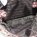 PRADA Hand Bag Cotton Beige Silver BN0701 Auth SW2266A-16