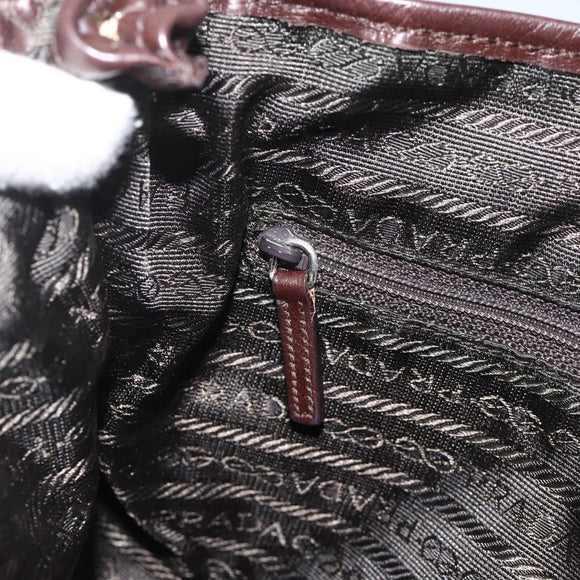 PRADA Hand Bag Cotton Beige Silver BN0701 Auth SW2266A