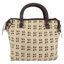 PRADA Hand Bag Cotton Beige Silver BN0701 Auth SW2266A-3