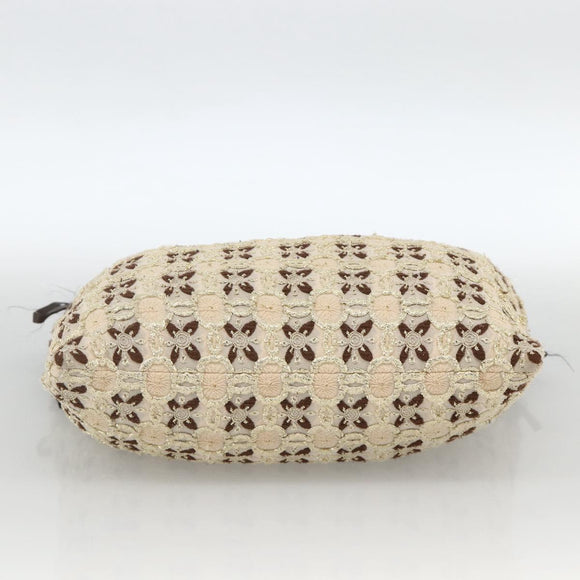 PRADA Hand Bag Cotton Beige Silver BN0701 Auth SW2266A