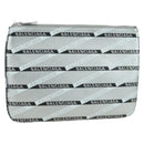 BALENCIAGA Clutch Bag Leather Silver Auth SW2267M-1