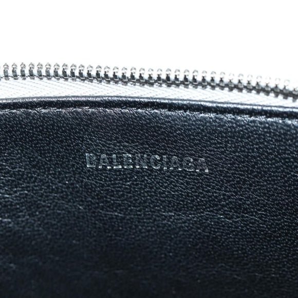 BALENCIAGA Clutch Bag Leather Silver Auth SW2267M