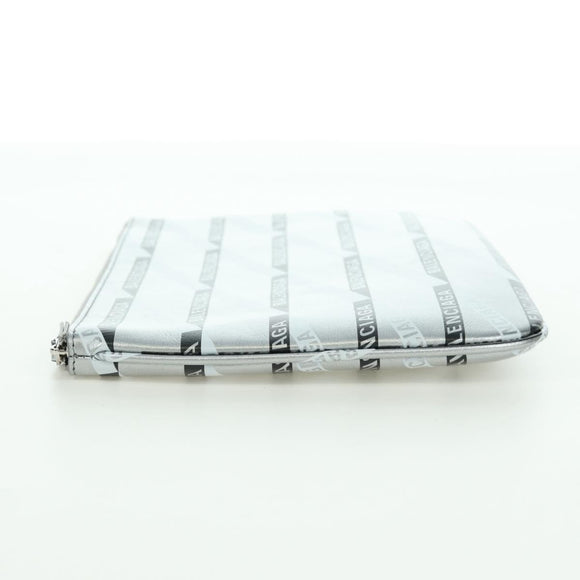 BALENCIAGA Clutch Bag Leather Silver Auth SW2267M